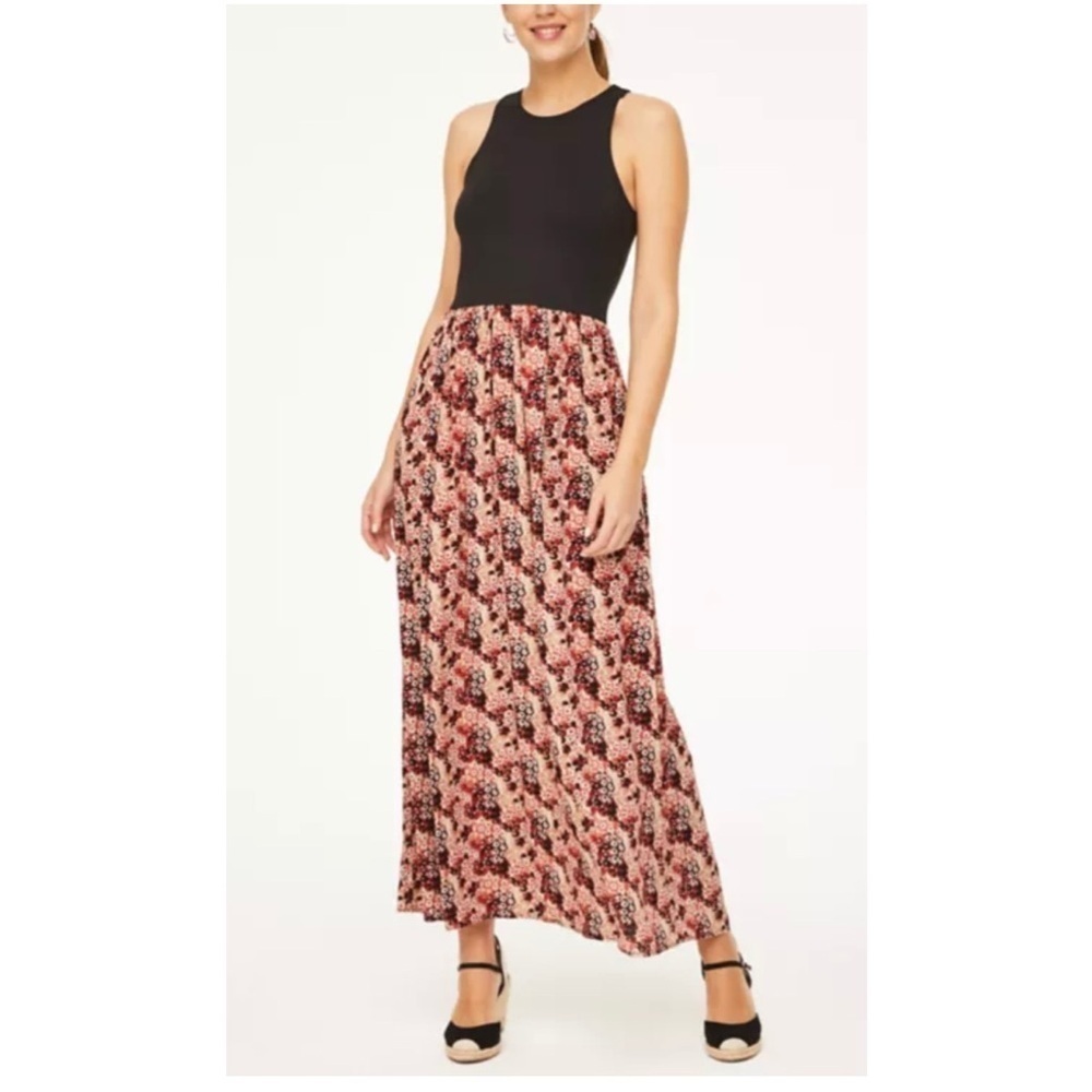 NWT LOFT Black and Red Floral Dress